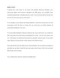 You have room only for major contributors. Dedication I Dedicate This Work Firstly To My Family My Husband