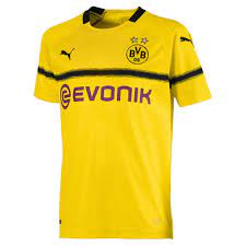 The plain body is offset by black sleeves and shoulders with a yellow stripe around the middle, delivering a modern style to the signal iduna park pitch. Borussia Dortmund International Jersey 2018 19