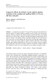 Synthetic Phonics Research Papers Academia Edu