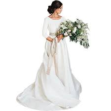 Of new, sample and used wedding dresses and bridal party gowns. Mxgirls Modest Satin Brautkleid Open Back Brautkleid Langen Armeln Brautkleider Elfenbein 32 Brautkleid Lange Armel Brautkleid Schlicht Brautkleid Kaufen