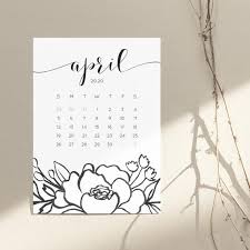 5x7 Printable Black And White Calendar 2020 Calendar 2020 Printable Black And White Desk Calendar Simple Etsy Desk Calendars Calendar Easel Calendar
