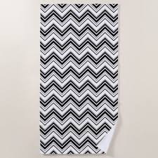 Black And White Zig Zag Pattern Name Zigzag Pattern Chevron Pattern White Black Beach Towel Black Gifts Unique Cool Diy Customize Personalize Pink Beach Towel Towel Pattern Zig Zag Pattern