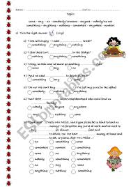 Check spelling or type a new query. Test On Compound Indefinite Articles Some Any No Incl Key Esl Worksheet By Languaria