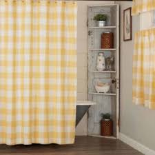 This double swag shower curtain with matching window curtain and vinyl liner will be a fabulous addition to any refined interiors. Country Style Shower Curtains Farmhouse Bathroom Decor