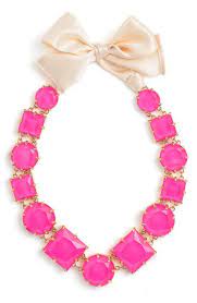 Shelter Neon And Cream Pink Statement Necklace Pink Necklace Long Statement Necklace
