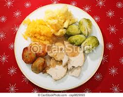 Before that, a traditional christmas roast would be the christmas goose. Christmas Dinner From Above A Typical English Christmas Dinner Of Turkey Boiled Swede Brussels Sprouts Roasted And Mashed Canstock