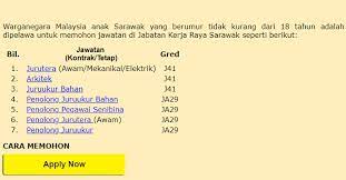 Jika anda sedang mencari kerja kosong 2019 maka anda berada di laman web yang betul. Jawatan Kosong Di Jabatan Kerja Raya Sarawak Jobcari Com Jawatan Kosong Terkini