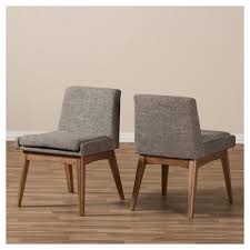 Set Of 2 Nexus Mid Century Modern Wood Finishing And Fabric Upholstered Dining Side Chair Gravel Multi Color Walnut Brown Baxton Studio Upholstered Dining Side Chair Side Chairs Dining Upholstered Side Chair