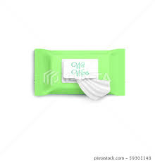 Mockup Of Green Wet Wipes Package Realistic Stock Illustration 59301148 Pixta