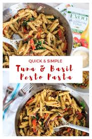 Quick Simple Tuna Basil Pesto Pasta Mommy Gone Healthy A Lifestyle Blog By Amber Battishill Recipe Basil Pesto Pasta Pasta Recipes Crockpot Recipes Slow Cooker