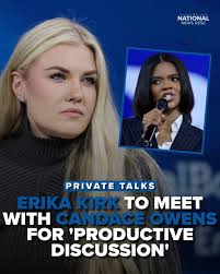 Erika Kirk announced she would meet privately with political commentator  Candace Owens in the first formal meeting between the two since the  assassination of Charlie Kirk. Owens has been outspoken