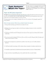 Topic Sentence What S The Topic Writing Worksheet Topic Sentences Paragraph Writing Topics Topic Sentences Activities