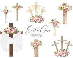 Watercolor Floral Crosses Baptism Wood Cross Clipart Hand Etsy Cross Clipart Clip Art Floral Watercolor