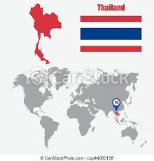 Auf der weltkarte, werden sie alle karten zu finden: Thailand Map On A World Map With Flag And Map Pointer Vector Illustration Canstock