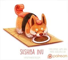 Daily Paint 1523 Sushiba Inu By Piper Thibodeau Cute Food Drawings Cute Animal Drawings Animal Drawings