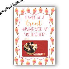 Place gift card or cash into envelope for a fun presentation of your gift. Ice Cream Back To School Teacher Gift Card Holder Rose Paper Press