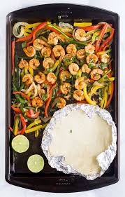 Break up in large chunks. Easy Sheet Pan Shrimp Fajita Recipe Healthy Shrimp Recipes
