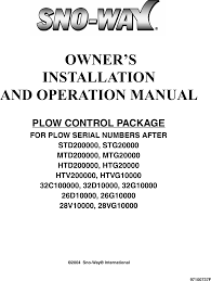 They are also useful for making repairs. 96106472 Joystick Snow Plow Controller User Manual Manual Sno Way