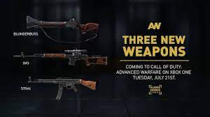 You may want to bring . Stg44 Blunderbuss And Svo Weapons For Advanced Warfare Available July 21st On Xbox One Charlie Intel