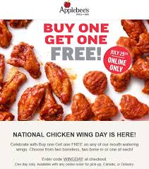 For a limited time, applebee's is offering a free appetizer with any online purchase of just $1 or more when you use this coupon code! March 2021 Second Chicken Wings Free Today At Applebees Via Promo Code Wingday Applebees Coupon Promo Code The Coupons App