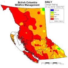 View the location and details of all active wildfires in bc as well as fire centre boundaries. Fire Danger Rating Bc Wildfire Service Ministry Of Forests Lands And Natural Resource Operations Province Of British Colu British Columbia Dangerous Map