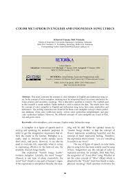 These sentences come from external sources and may not be accurate. Pdf Color Metaphorin English And Indonesian Song Lyrics