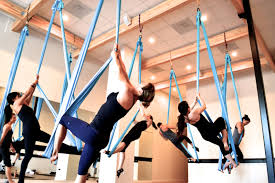 Wooden Beams Across Ceiling Panels To Hold The Rope Systems Wood Brings In Natural Material And Warm In Studio Space Aerial Fitness Aerial Yoga Fitness Class
