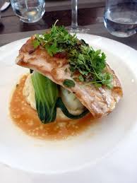Pan Seared Mahi Mahi Served Over Mashed Potatoes And Bok Choy With An Oriental Sauce And Micro Cilantro Of Eden Rock Hotel Stbarts Dinner Bok Choy Food