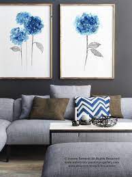 Hydrangea Paintings Hydrangea Flower Blue Hydrangea Etsy Shabby Chic Wall Art Girls Room Decor Chic Wall Art
