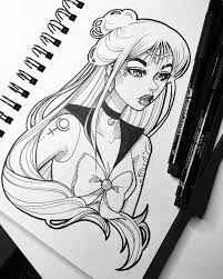 A Quick Sketch Of Sailor Pluto I Did Yesterday With My Faber Castell Pitt Pens My Little Sketchbook Is Finished Ca Sketch Book Sailor Pluto Sailor Moon Art