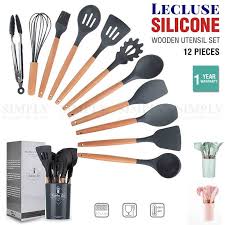 List of top best kitchen utensil sets review on amazon. Set Of 12 Silicone Utensils Set Wooden Cooking Kitchen Baking Cookware Bpa Free Buy Kitchen Utensil Sets 9343230102351