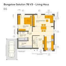 Grundriss Bungalow Haus Eingeschossig Mit Satteldach Architektur Carport 2 Zimmer 78 Qm Wfl Ebenerdig Barrierefrei Kuche Offen Als Wohnkuche Einfamil