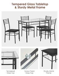 Kealive Dining Table Set With 4 Chairs Tempered Glass Top Kitchen Table Set Rectangular Table Fur In 2020 Top Kitchen Table Kitchen Table Settings Dining Table Setting