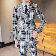 Suit up and stay fresh with our latest drop of men's suits. Suits Men British Latest Coat Pant Designs Mens Suit Slim Fit Plaid Stage Performance Wedding Dress Tuxedos Lastest Fashion And Style