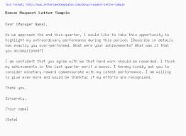 Bonus Request Letter Sample