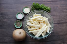 Cookbook author james villas says to deep fry your cauliflower for a taste sensation. Crispy Low Carb Jicama French Fries Recipe Dash Of Ting