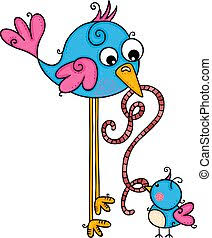 While birds will eat just about any type of worm they can catch, earthworms and insect larvae are the most common food. Earthworms And Bird Squirming Worms Underground With Pecking Bird Cartoon Canstock