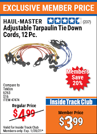 HAUL-MASTER Adjustable Tarpaulin Tie Down Cords 12 Pc. for $3.99 – Harbor  Freight Coupons