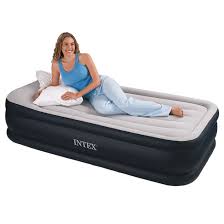 Intex Deluxe Raised Pillow Rest Airbed Mattress With Built In Pump Twin Full And Queen Sizes Available Pi Air Mattress Camping Twin Air Mattress Portable Bed