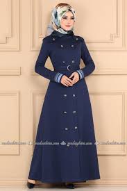 Modaselvim Ferace Nakis Detayli Ferace 2114ms212 Indigo Fashion Victorian Dress Winter Collection