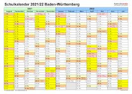 Ist samstags direkt vor den ferien ggf. Schulkalender 2021 2022 Baden Wurttemberg Fur Pdf
