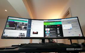 Running Samsung Dex And Emui On A 49 Inch Ultrawide Monitor Sure Why Not Desktop Environment Built In Speakers Dual Monitor Setup