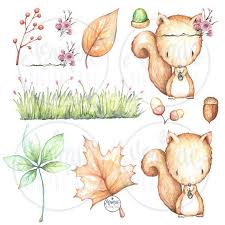 Eichhornchen Clipart Aquarell Wald Kindergarten Tiere Clipart Von Hand Bemalt Blumen Sticker Kinderzimmer Dekor Niedliche Tiere Blatter Acuarela Animales Tribales Dibujos