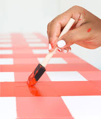 How To Paint Gingham Damask Love Painted Table Tops Checkered Tablecloth Painted Table