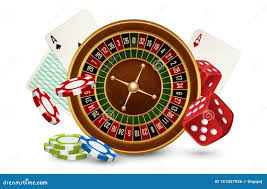 Casino Vector Concept. Casino Roulette, Chips, Dice and Cards Isolated on  White Background Stock Vector - Illustration of leisure, betting: 161057936