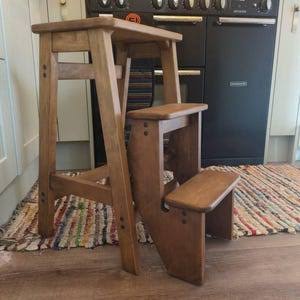 Convertible Wooden Step Stool Ladder Rustic Folding Ladder Seat Handmade Solid Wood Stool With Hidden Steps Retro Farmhouse Style Rustic - Etsy
