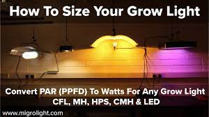 First, you have hid (high intensity discharge) lights like hps (high pressure sodium) and mh (metal halide) lights. How Big A Grow Light Do I Need How To Convert Par Ppfd To Grow Light Watts For Your Grow Area Youtube