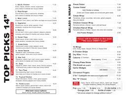 Top Choice Pizza Menu In Vernon British Columbia Canada