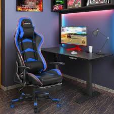 green melody led ergonomic gaming chair upholstery color blue gaming chair racing chair foot rest