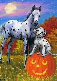 Appaloosa Horse Dalmatian Puppy Dog Pumpkin Halloween Original Appaloosa Horses Animal Paintings Horses